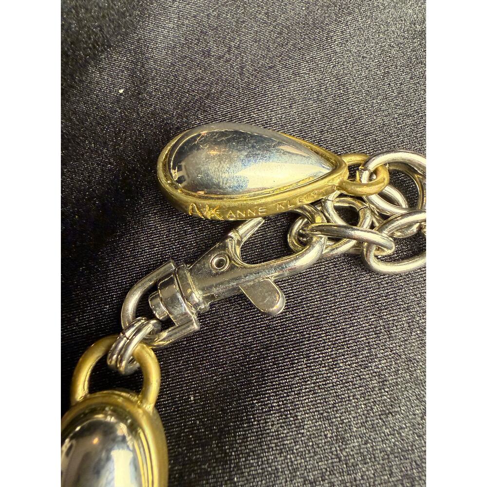 Vintage Anne Klein two-tone chain belt, a mix of silver and gold-tone 38" - Picture 5 of 7